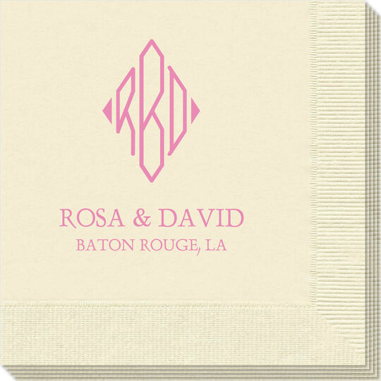 Shaped Diamond Monogram with Text Napkins